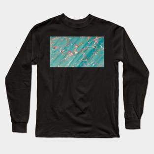 Aqua Wave Pattern Long Sleeve T-Shirt